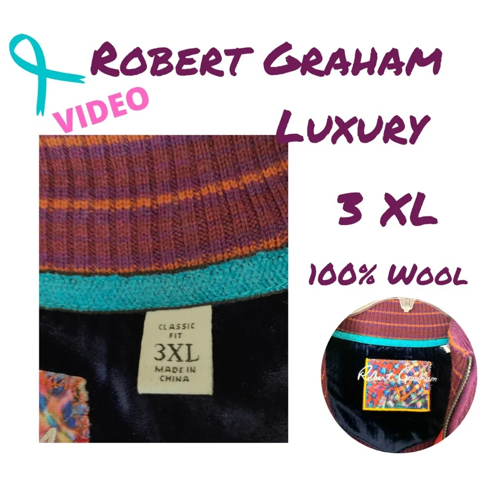 ROBERT GRAHAM Zip 100% Wool Sweater